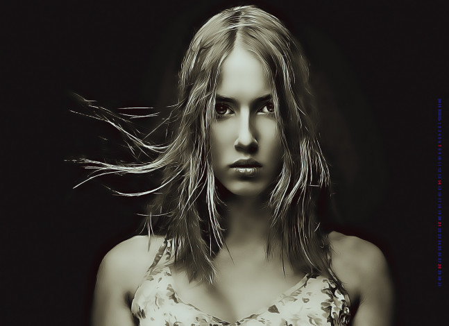 Обои картинки фото календари, компьютерный дизайн, 2019, calendar, черный, фон, женщина, лицо, взгляд, девушка