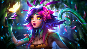 Картинка видео+игры league+of+legends девушка фон существо neeko