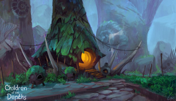 Картинка фэнтези иные+миры +иные+времена деревья жилище