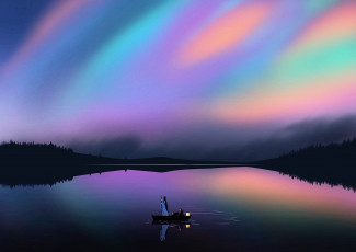 Картинка аниме mo+dao+zu+shi вэй усянь лань ванцзы лодка озеро