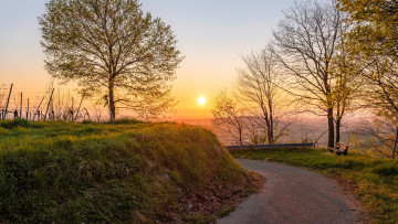 Картинка природа дороги закат дорога поворот