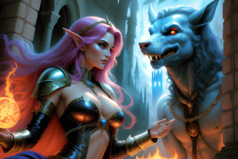 Картинка фэнтези красавицы+и+чудовища нейросети графика нейроарт ai art нейронные сети рисунки нейро искусство