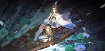 Картинка аниме mo+dao+zu+shi вэй усянь лань ванцзи лодка лотосы