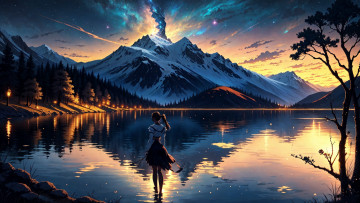 Картинка аниме пейзажи +природа нейросети графика нейроарт ai art нейронные сети рисунки нейро искусство