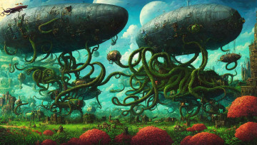 Картинка фэнтези иные+миры +иные+времена нейросети графика нейроарт ai art нейронные сети рисунки нейро искусство населенная планета существа