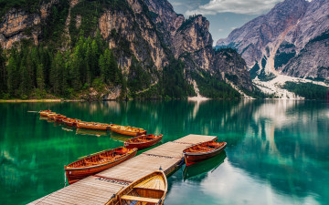 обоя pragser wildsee, корабли, лодки,  шлюпки, pragser, wildsee