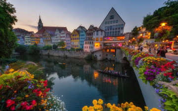 Картинка tubingen baden-wurttemberg germany города -+огни+ночного+города