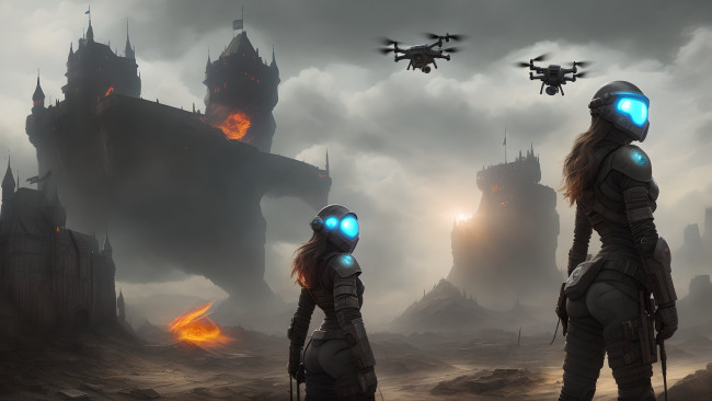 Обои картинки фото фэнтези, роботы,  киборги,  механизмы, нейросети, графика, нейроарт, ai, art, нейронные, сети, рисунки, нейро, искусство, робот