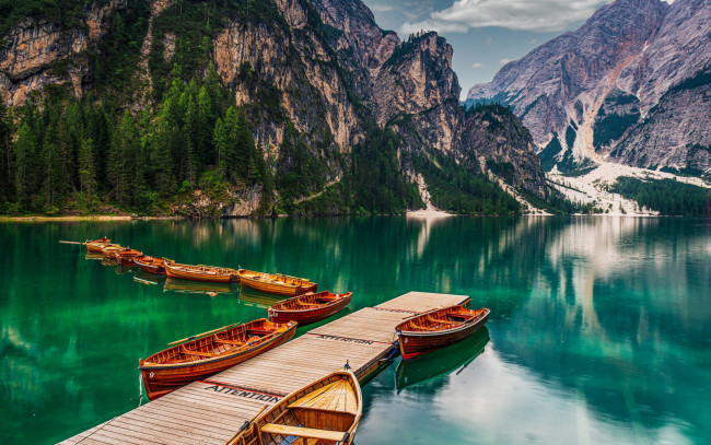 Обои картинки фото pragser wildsee, корабли, лодки,  шлюпки, pragser, wildsee