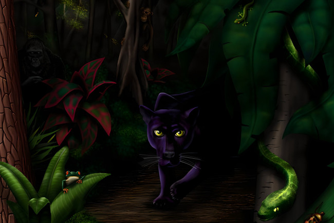 Обои картинки фото 295264, рисованное, животные,  пантеры, пантера