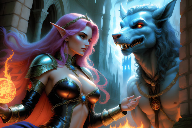 Обои картинки фото фэнтези, красавицы и чудовища, нейросети, графика, нейроарт, ai, art, нейронные, сети, рисунки, нейро, искусство