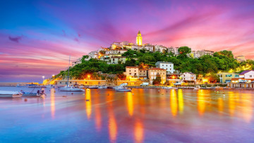 обоя vrbnik village, croatia, города, - огни ночного города, vrbnik, village