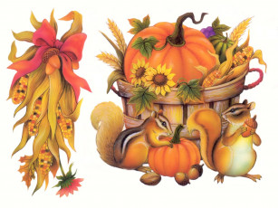 обоя рисованные, животные, бурундуки