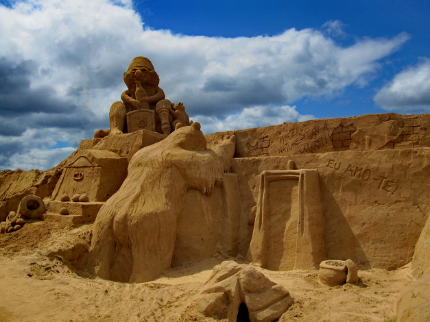 Обои картинки фото разное, фигуры, из, песка, льда, снега, песок