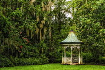 Картинка magnolia plantation gardens charleston south carolina природа парк южная каролина Чарлстон деревья беседка сады магнолий
