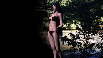 Картинка 3д графика people люди девушка река