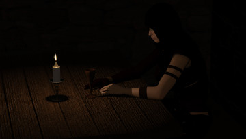 Картинка 3д графика people люди свеча днвушка