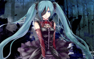 Картинка аниме vocaloid повязка длинные волосы кожа цепи девушка