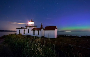 Картинка west point lighthouse manitou beach washington природа маяки побережье небо