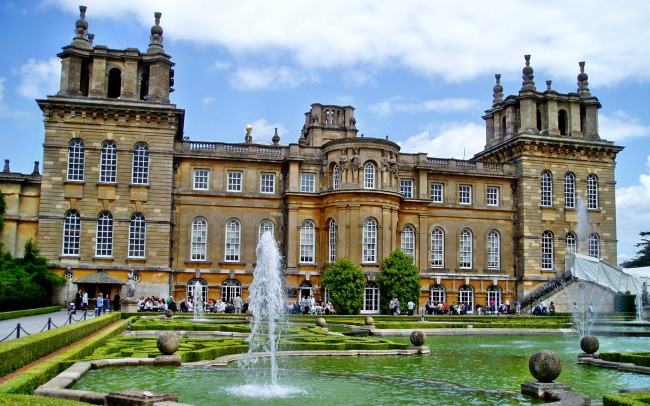 Обои картинки фото blenheim, palace, города, дворцы, замки, крепости, дворец, фонтаны, парк