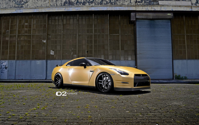 Обои картинки фото автомобили, nissan, datsun, gt-r, yellow, ares