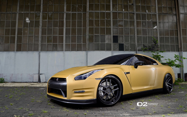 Обои картинки фото автомобили, nissan, datsun, gt-r, yellow, ares