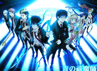 Картинка аниме ao+no+exorcist yukioka арт yuuno shiemi moriyama демон okumura rin синий экзорцист yukio оружие shima renzou suguro ryuji miwa konekomaru kirigakure shura рога катана девушки kamiki парни ao no exorcist