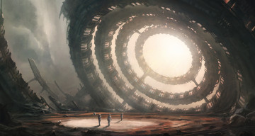 Картинка фэнтези иные+миры +иные+времена сооружение будущее астронавты планета мир иной