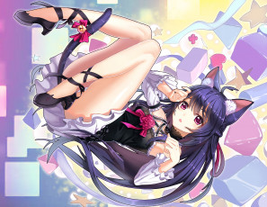 Картинка аниме животные +существа девушка