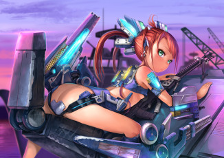 Картинка аниме оружие +техника +технологии девушка