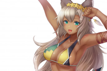 Картинка аниме животные +существа девушка