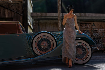 Картинка 3д+графика люди-авто мото+ people-+car+ +moto девушка фон автомобиль взгляд