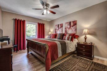 Картинка интерьер спальня мебель комната