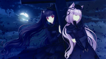 Картинка аниме животные +существа девушки