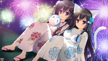 Картинка аниме животные +существа девушки