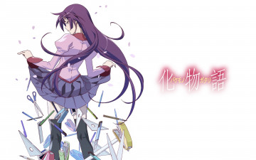 Картинка аниме bakemonogatari девушка фон взгляд