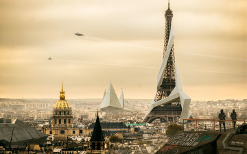 Картинка видео+игры deus+ex +mankind+divided город эйфелева башня deus ex paris 2029 square enix париж дома art mankind divided