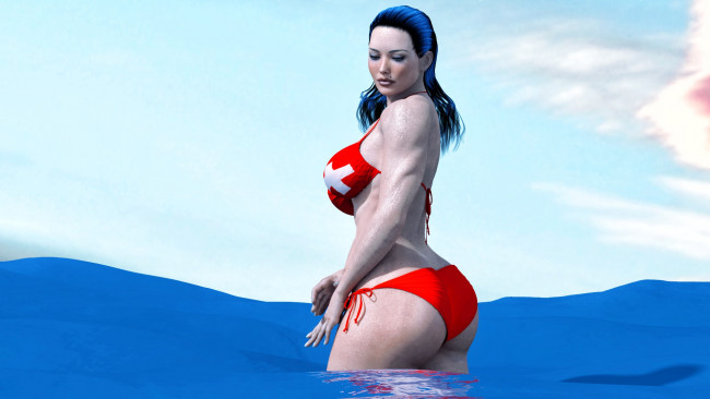 Обои картинки фото 3д графика, люди , people, фон, взгляд, девушка