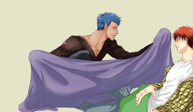 Обои картинки фото аниме, kuroko no baske, кагами, тайга, аомине, дайки