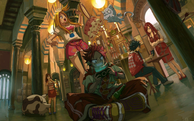 Обои картинки фото аниме, fairy tail, хвост, феи