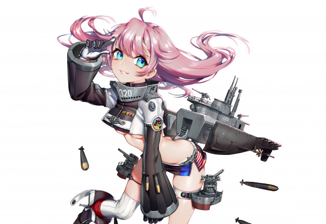 Обои картинки фото аниме, оружие,  техника,  технологии, девушка