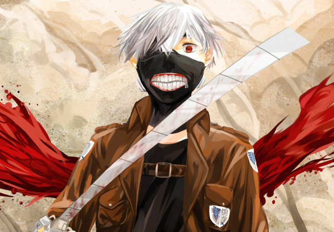 Обои картинки фото аниме, tokyo ghoul, канеки