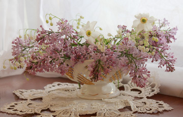 Картинка цветы разные+вместе сирень букет весна ландыши май нарциссы натюрморт