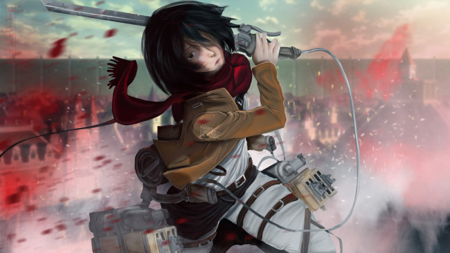 Обои картинки фото аниме, shingeki no kyojin, девушка