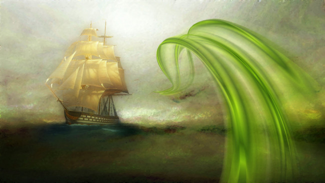 Обои картинки фото разное, компьютерный дизайн, дизайн, волна, корабль