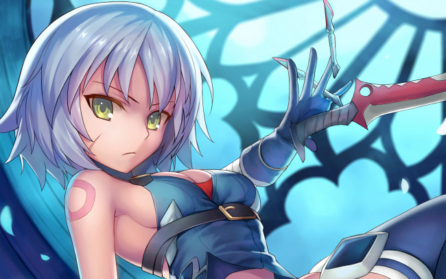 Обои картинки фото аниме, fate, stay night, девушка, взгляд, фон