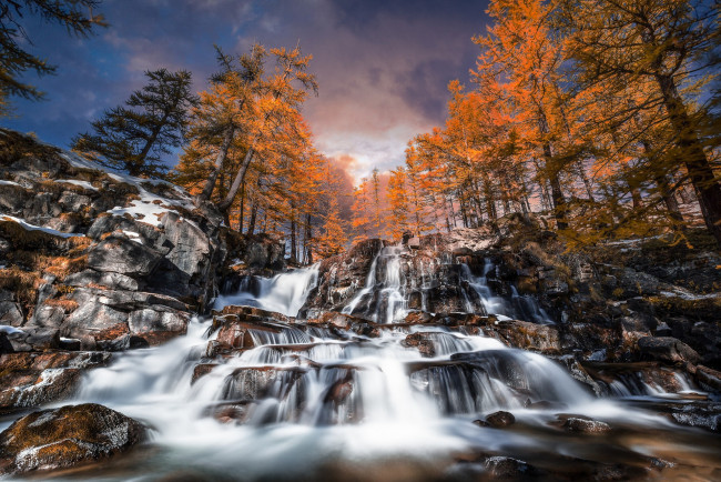 Обои картинки фото природа, водопады, водопад, река, лес