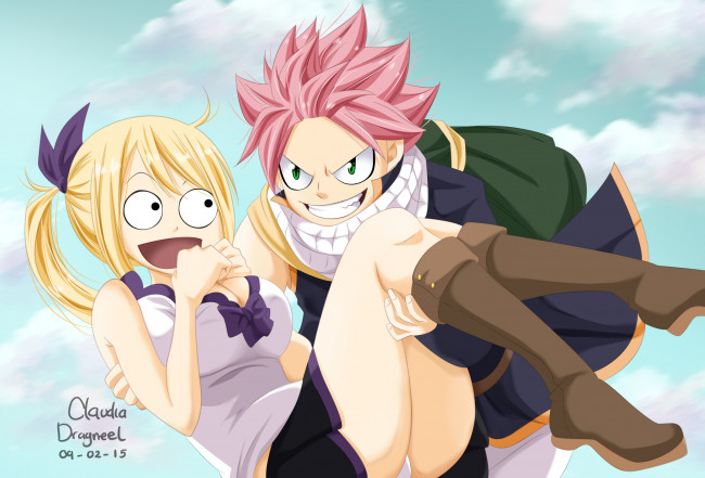 Обои картинки фото аниме, fairy tail, пара