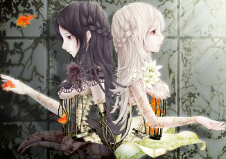 Картинка аниме животные +существа девушка