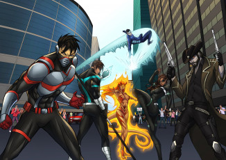 Картинка рисованное комиксы мужчины девушки фон униформа